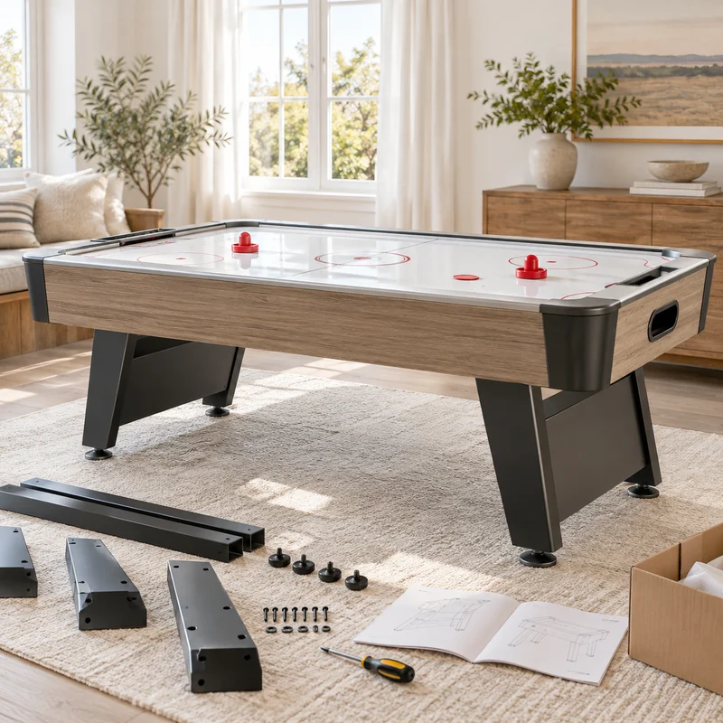 Illustrative Lux catalog scene: Assemble Air Hockey Table