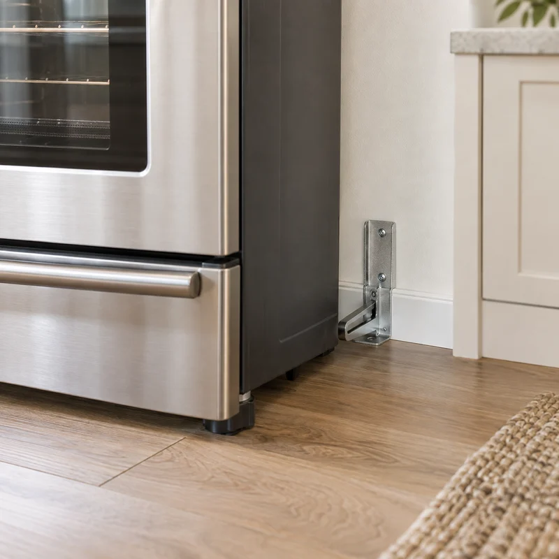 Illustrative Lux catalog scene: Install Range Anti-Tip Bracket