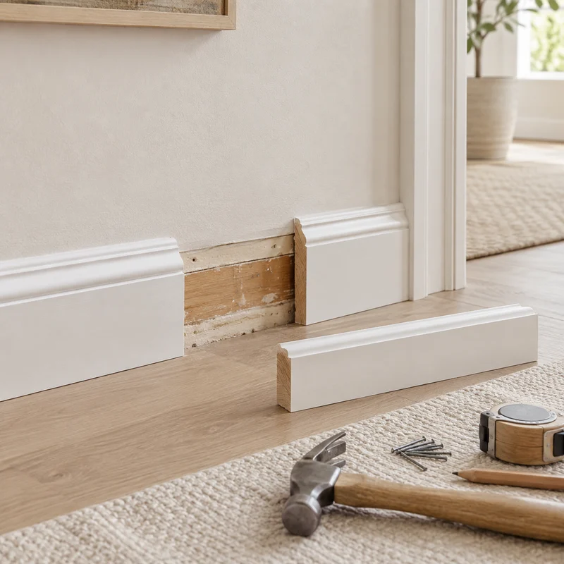 Illustrative Lux catalog scene: Replace Short Baseboard Section