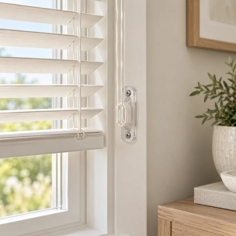 Illustrative Lux catalog scene: Install Blind-Cord Safety Device