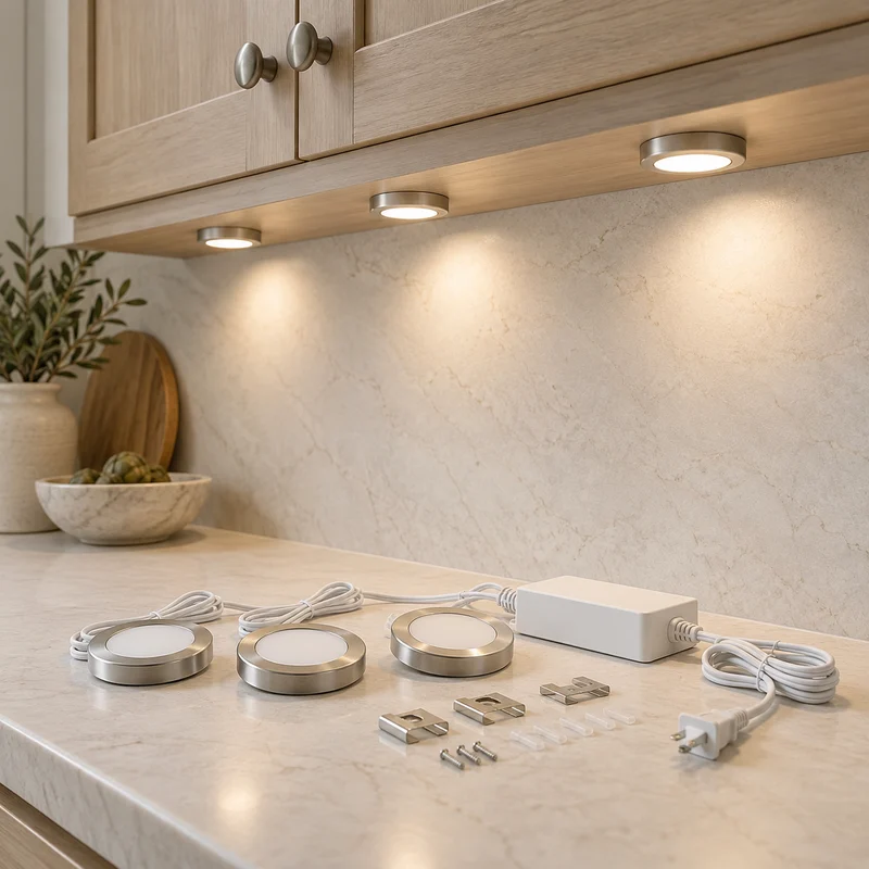 Illustrative Lux catalog scene: Install Puck Light Kit