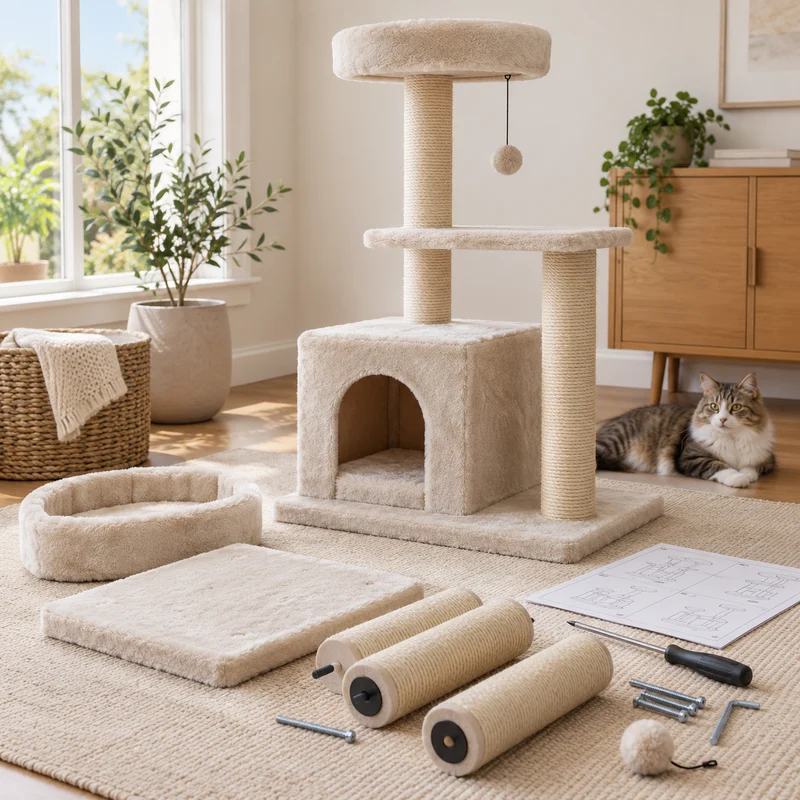 Illustrative Lux catalog scene: Assemble Cat Tree