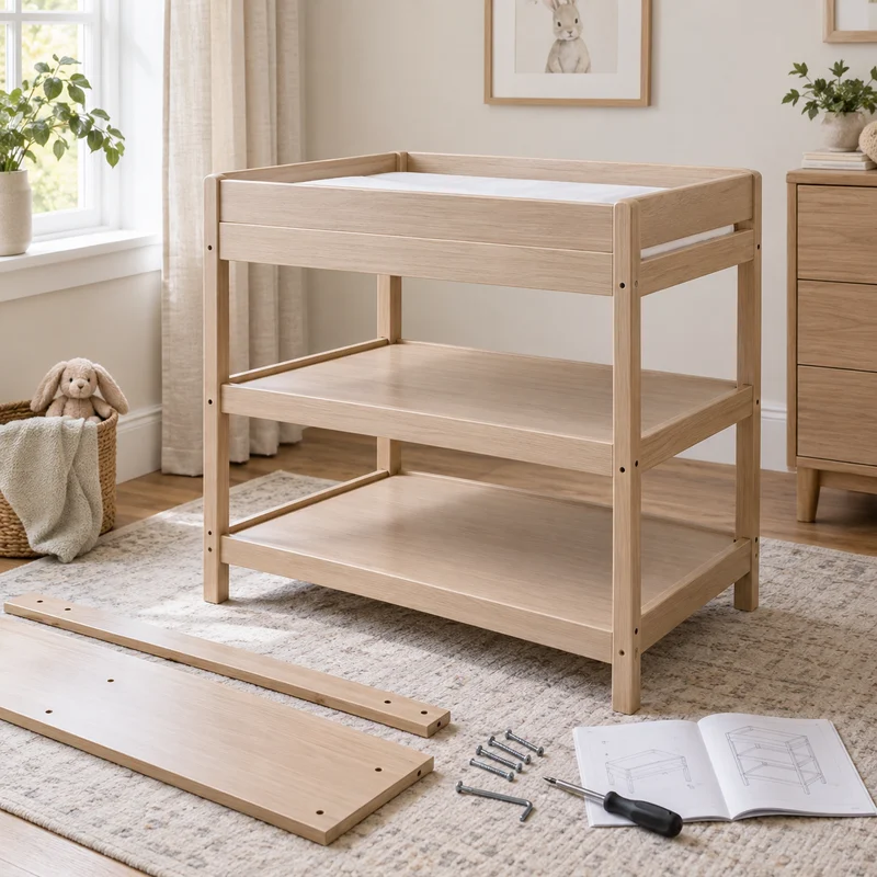 Illustrative Lux catalog scene: Assemble Changing Table