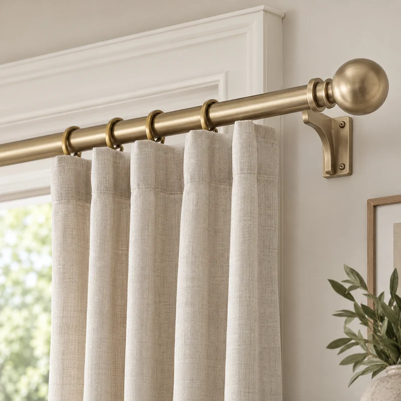 Illustrative Lux catalog scene: Install Curtain Rod