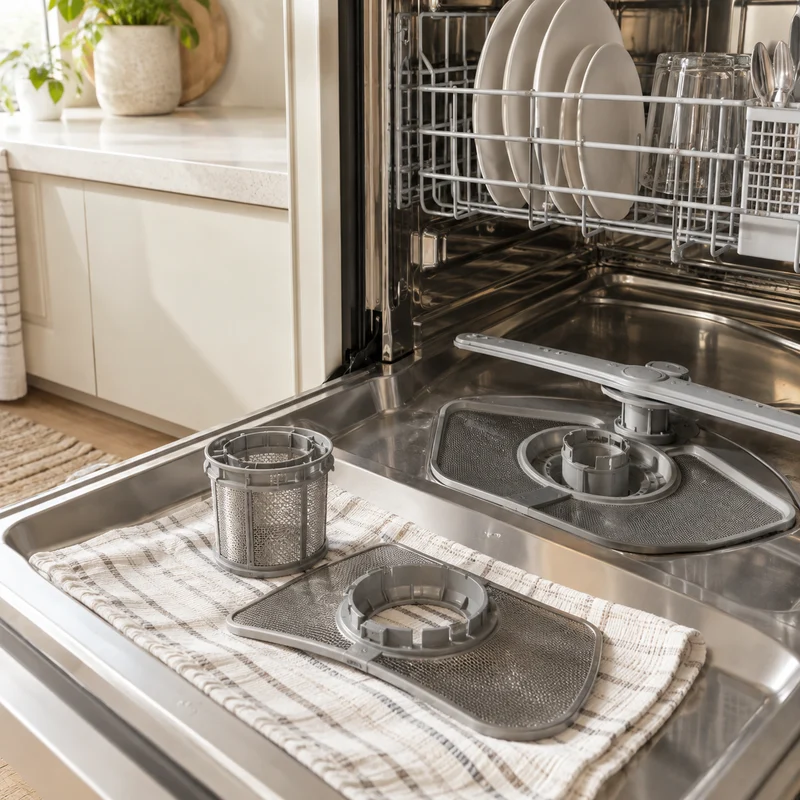 Illustrative Lux catalog scene: Clean Dishwasher Filter