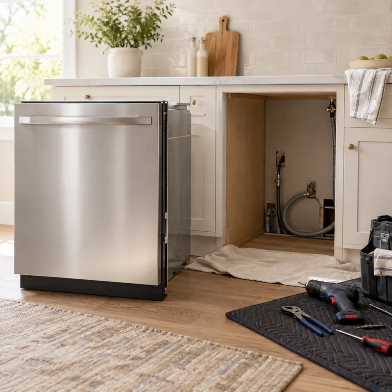 Illustrative Lux catalog scene: Replace Dishwasher