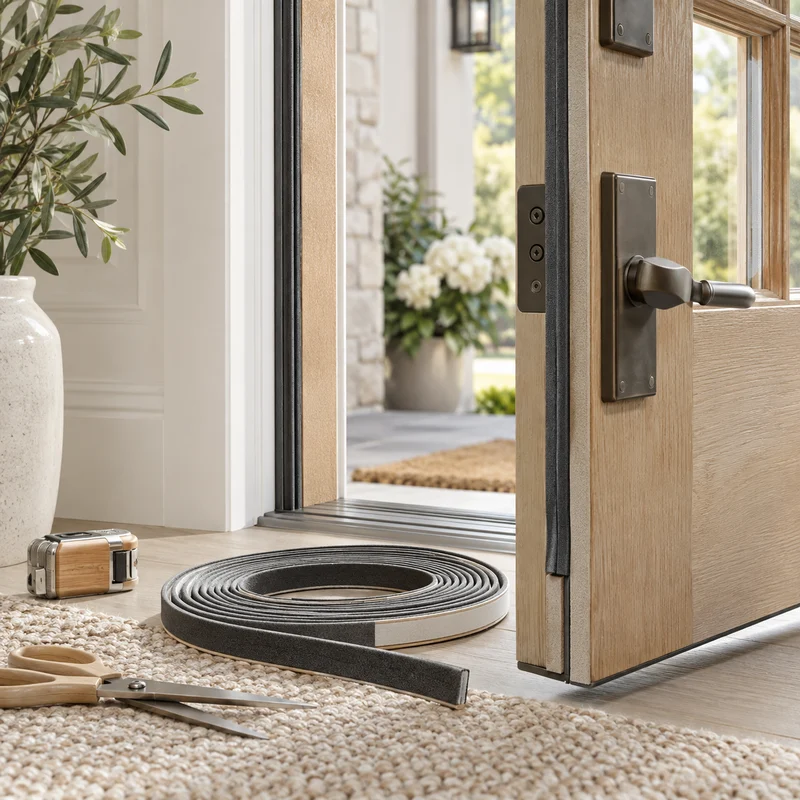 Illustrative Lux catalog scene: Replace Exterior Door Weatherstripping