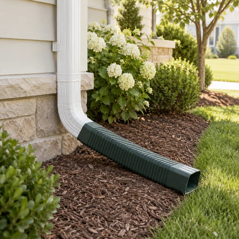 Illustrative Lux catalog scene: Install Downspout Extension
