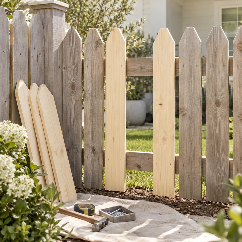 Illustrative Lux catalog scene: Replace Fence Pickets