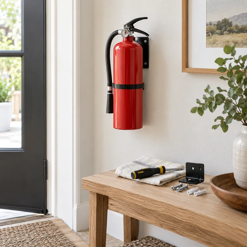 Illustrative Lux catalog scene: Mount Fire Extinguisher