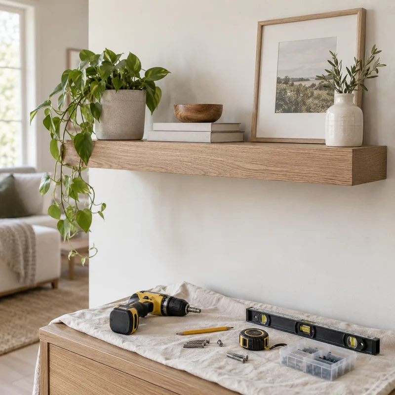 Illustrative Lux catalog scene: Install Floating Shelf
