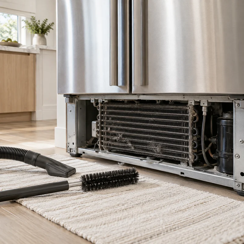 Illustrative Lux catalog scene: Clean Refrigerator Coils