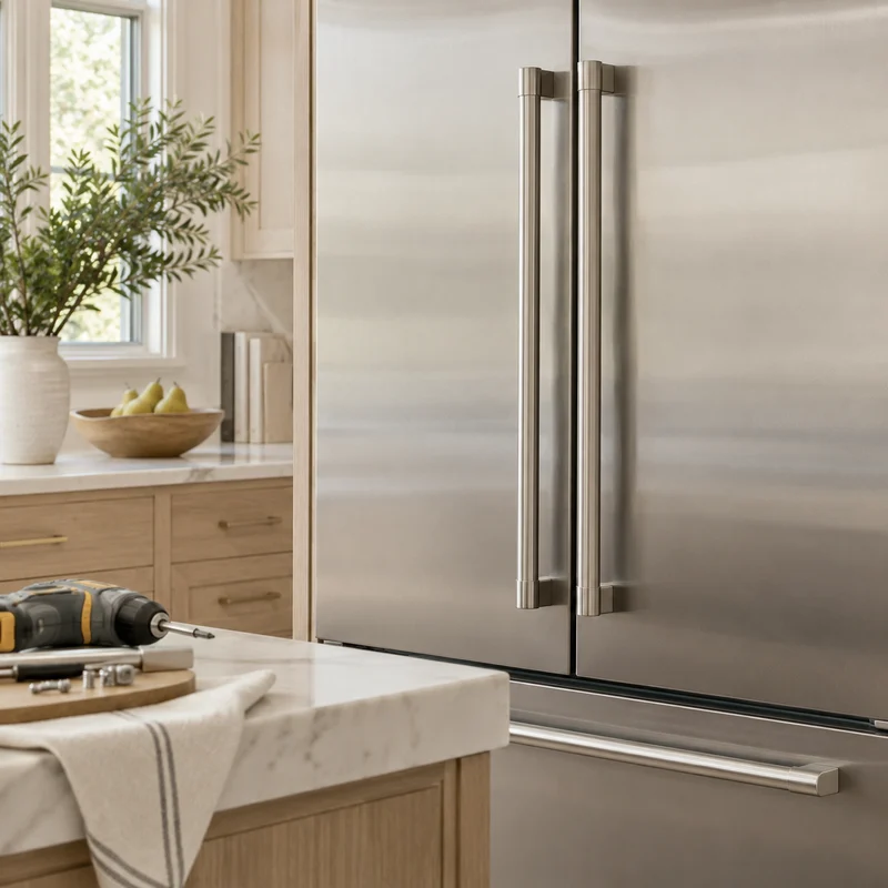 Illustrative Lux catalog scene: Install Refrigerator Handles