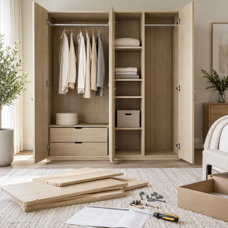 Illustrative Lux catalog scene: Assemble Wardrobe