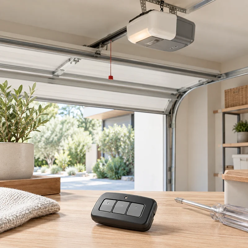 Illustrative Lux catalog scene: Program Garage Door Remote