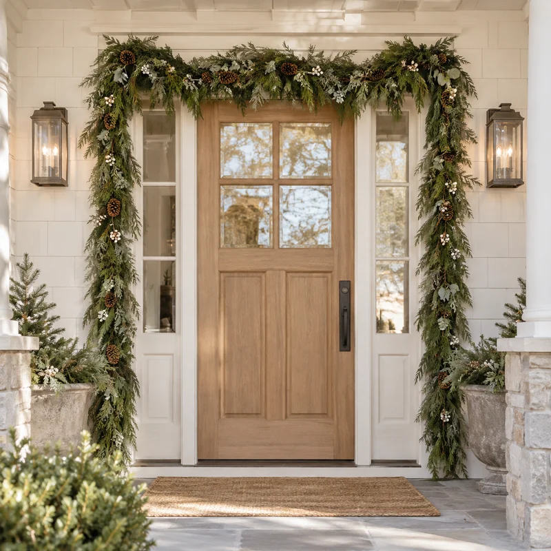 Illustrative Lux catalog scene: Install Holiday Garland