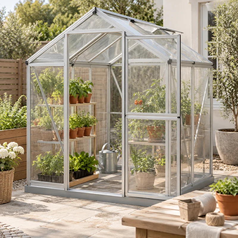 Illustrative Lux catalog scene: Assemble Small Greenhouse Kit