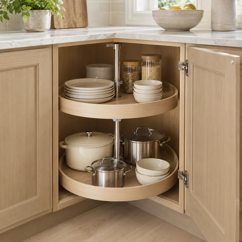 Illustrative Lux catalog scene: Replace Cabinet Lazy Susan
