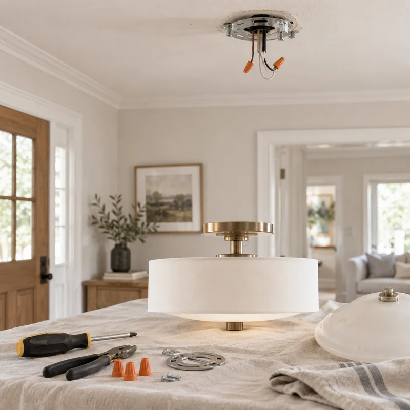 Illustrative Lux catalog scene: Replace Flush or Semi-Flush Light