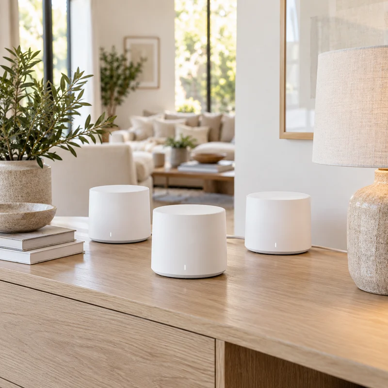 Illustrative Lux catalog scene: Set Up Mesh Wi-Fi