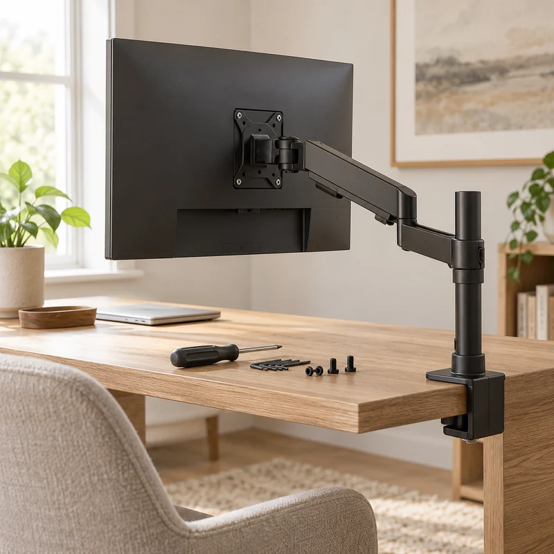 Illustrative Lux catalog scene: Install Monitor Arm
