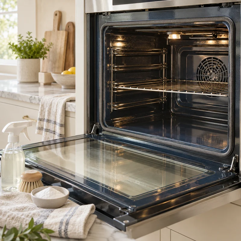 Illustrative Lux catalog scene: Deep-Clean Oven Interior