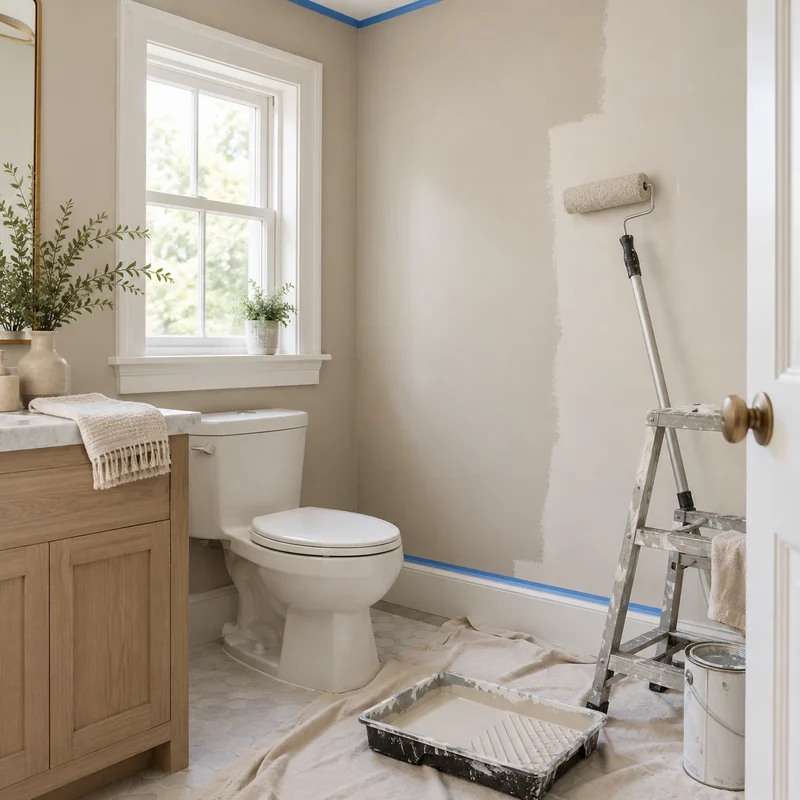 Illustrative Lux catalog scene: Paint Small Bathroom Walls