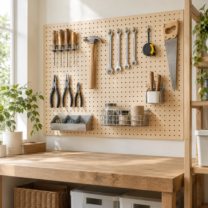 Illustrative Lux catalog scene: Install Pegboard