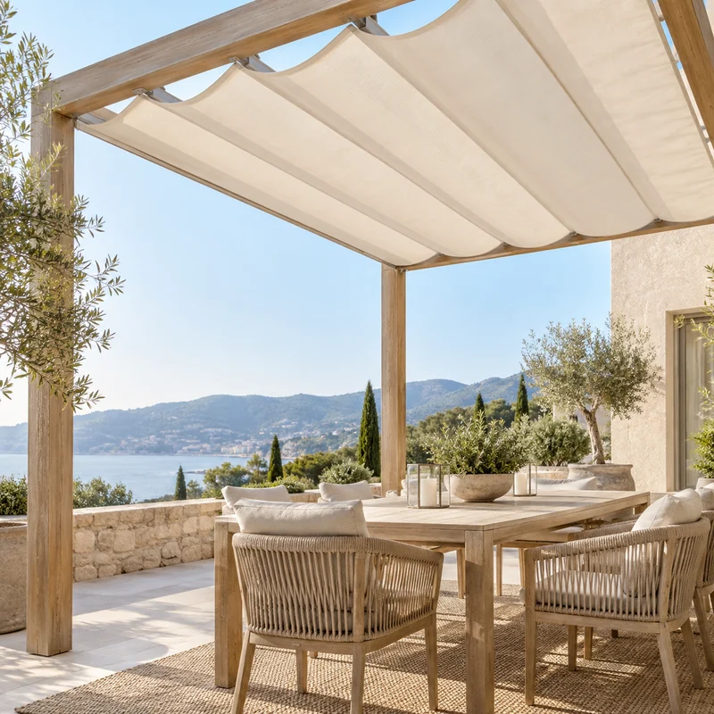 Illustrative Lux catalog scene: Replace Pergola Shade Canopy