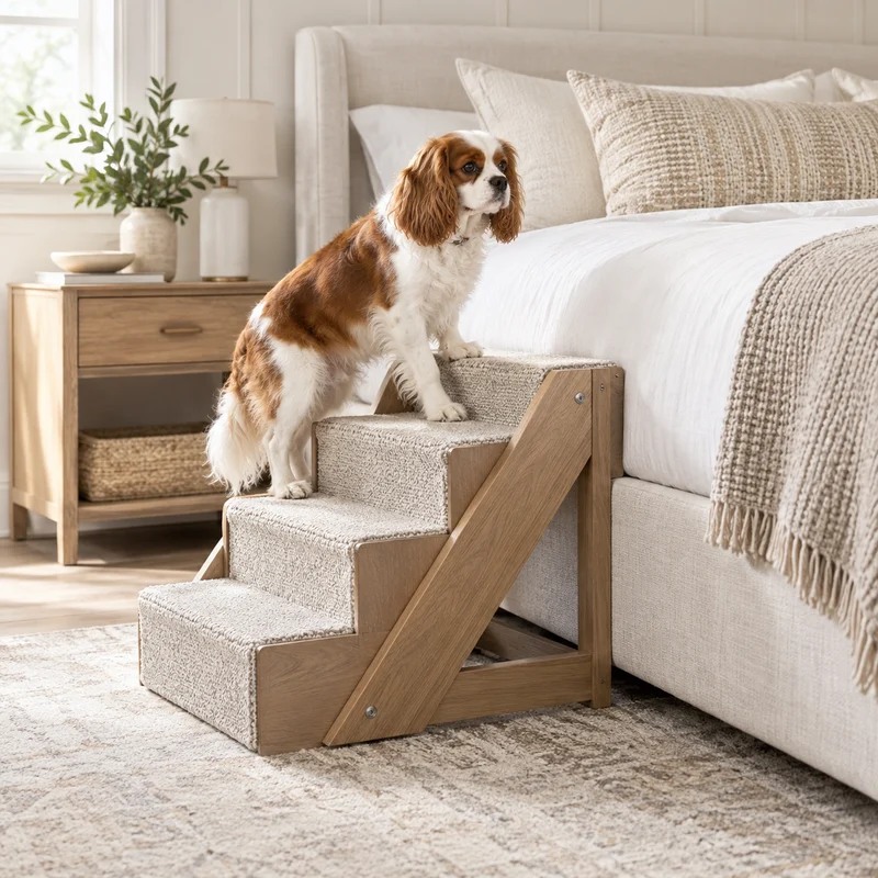 Illustrative Lux catalog scene: Assemble Pet Ramp or Stairs