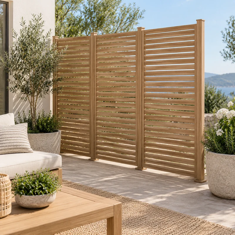 Illustrative Lux catalog scene: Assemble Outdoor Privacy Screen