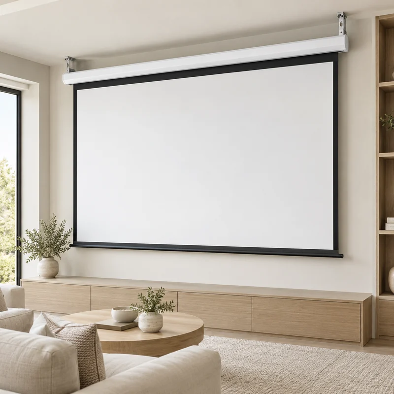 Illustrative Lux catalog scene: Install Projector Screen