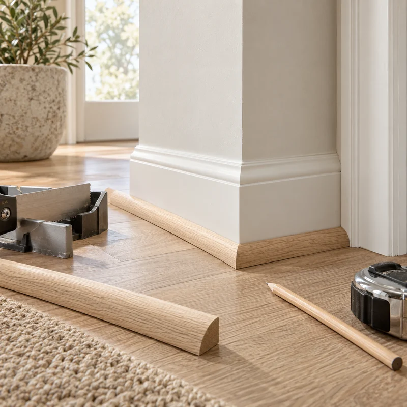 Illustrative Lux catalog scene: Replace Short Quarter-Round Trim
