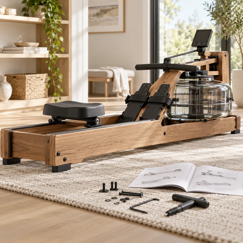 Illustrative Lux catalog scene: Assemble Rowing Machine