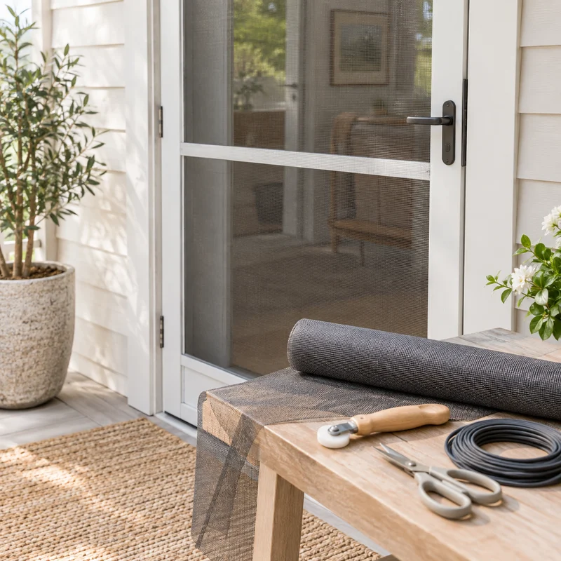 Illustrative Lux catalog scene: Rescreen Screen Door