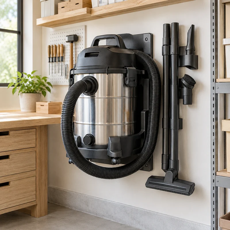 Illustrative Lux catalog scene: Mount Shop Vacuum or Tool Dock