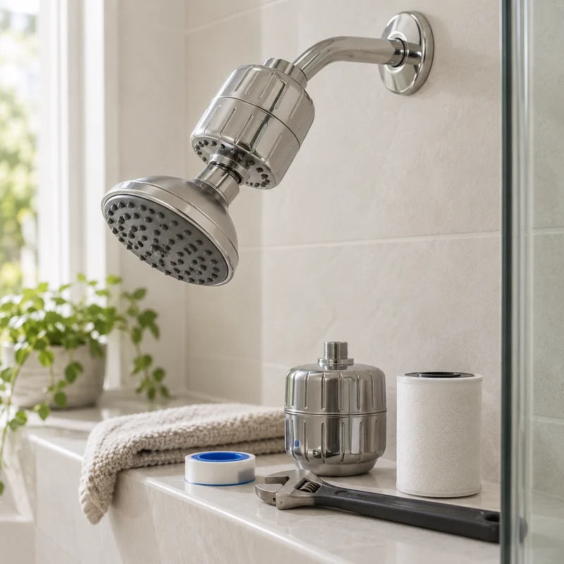 Illustrative Lux catalog scene: Replace Shower Filter
