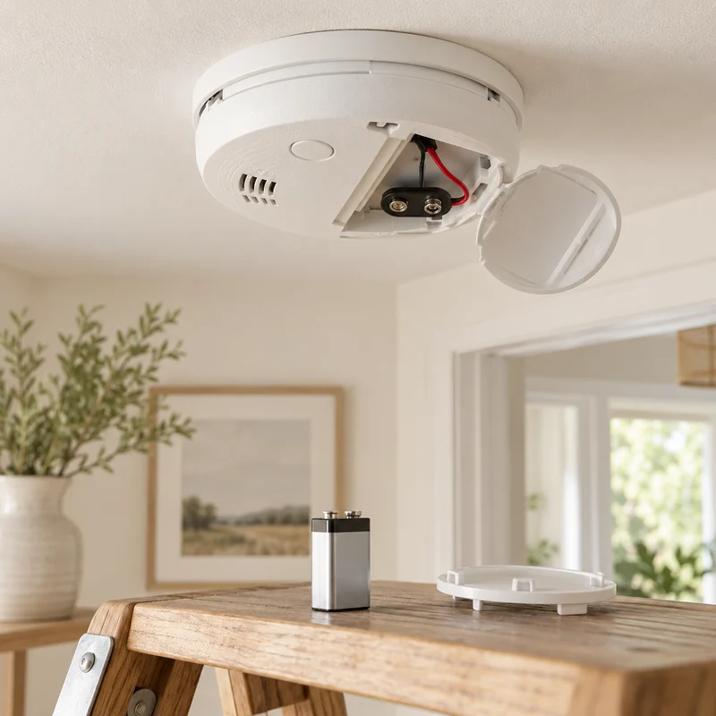 Illustrative Lux catalog scene: Replace Battery Smoke Detector