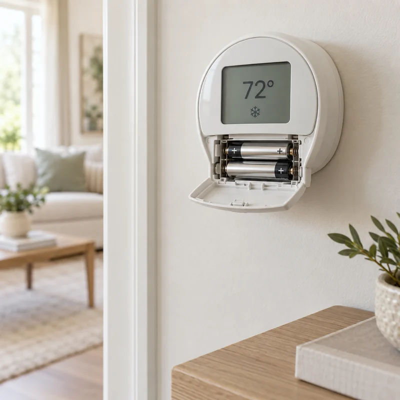 Illustrative Lux catalog scene: Replace Thermostat Batteries