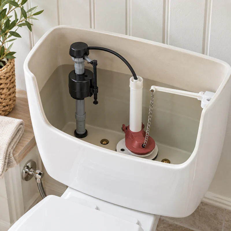 Illustrative Lux catalog scene: Replace Toilet Fill Valve & Flapper