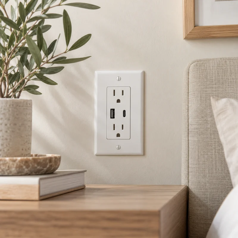 Illustrative Lux catalog scene: Replace Outlet With USB / USB-C