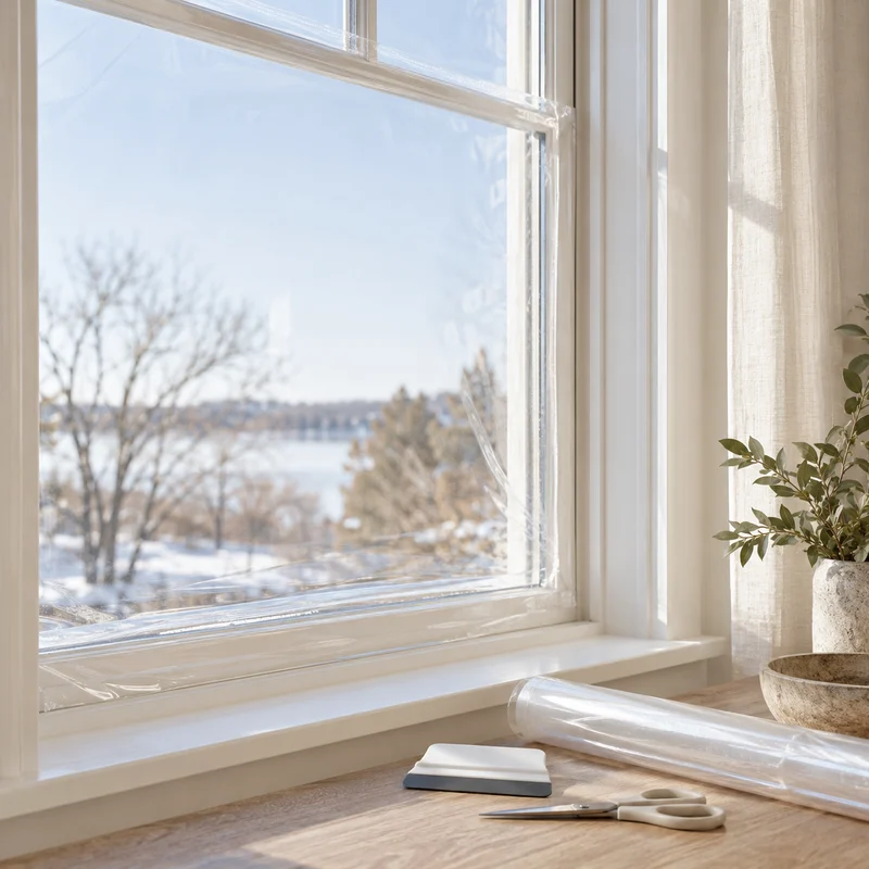 Illustrative Lux catalog scene: Install Removable Window Insulation Film