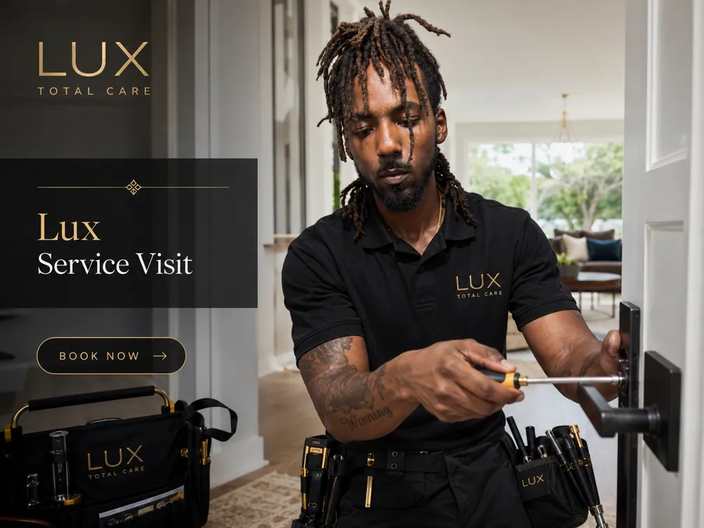 Lux Total Care service visit handling a punch list of small repairs